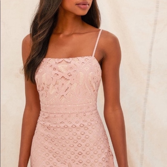 NWOT Lulus Unlimited Love Dusty Pink Lace Trumpet Midi Dress - Picture 10 of 14